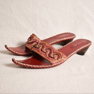 Vintage Beaded Curl Toe Mules